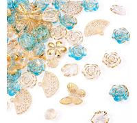 PandaHall 100g Acrylic Assorted Beads Rose Flower Leaf Loose Beads Bow Butterfly Mermaid Tail Craft Beads Bulk for Beadable Pen Lanyard Keychain Jewelry Making