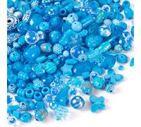 PandaHall 100g Blue Acrylic Beads Butterfly Star Rondelle Loose Beads Round Pony Seed Beads Assorted Craft Beads Bulk for Lanyard Keychain Jewelry Making