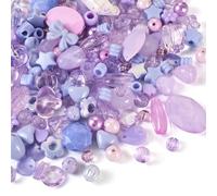 PandaHall 100g Purple Acrylic Beads Heart Bowknot Barrel Round Loose Beads Assorted Craft Beads Bulk for Lanyard Keychain Bracelet Jewelry Making