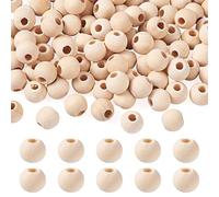 PandaHall 100pcs 12mm Natural Round Wood Beads Large Hole Unfinished Wooden Ball Spacer Loose Beads with 5mm Hole for Crafts DIY Handmade Decorations Jewelry Making, Antique White