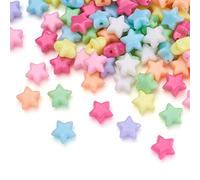 PandaHall 100pcs Acrylic Star Beads Candy Color Opaque Plastic Pastel Beads 10.5x11.5x6mm Bubblegum Chunky Spacer Loose Beads for Jewelry Making, Random Mixed Colors