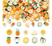 PandaHall 100pcs Fruit Theme Clay Beads Handmade Polymer Clay Bead Pineapple Pear Apple Orange Slice Soft Bead for Jewelry Making DIY Earring Bracelet Necklace
