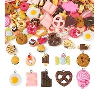 Pandahall 100Pcs Imitation Food Pendants Cake Donut Bread Candy Charms for Earring Bracelet Necklace Keychain Jewelry Making