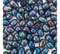 PandaHall 100pcs Natural Cultured Freshwater Pearl Beads 7~8mm Oval Shape Black Pearl Loose Beads for Necklace Bracelet Jewelry Craft Making
