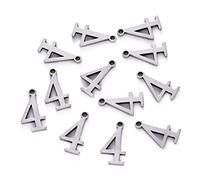 Pandahall 100Pcs Number.4 Stainless Steel Charms 15x8x1.5mm Arabic Numerals Pendants for DIY Jewelry Making