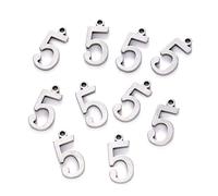 Pandahall 100Pcs Number.5 Stainless Steel Charms 15x7x1.5mm Arabic Numerals Pendants for DIY Jewelry Making