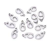 Pandahall 100Pcs Number.6 Stainless Steel Charms 15x8x1.5mm Arabic Numerals Pendants for DIY Jewelry Making