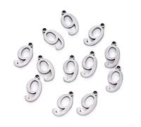 Pandahall 100Pcs Number.9 Stainless Steel Charms 15x8x1.5mm Arabic Numerals Pendants for DIY Jewelry Making