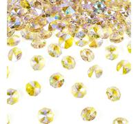 PandaHall 100pcs Octagon Crystal Beads 2 Holes Faceted Glass Beads Prism Suncatcher Beads for Bracelet Necklace Earring Jewelry Making