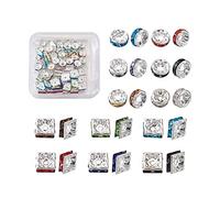 PandaHall 100pcs Square & Rondelle Rhinestone Spacer Beads 8mm Mixed Color Silver Plated Crystal Loose Beads for Necklaces Bracelets Jewelry Making