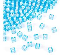 PandaHall 100pcs Square Vowel Letter Beads Cube 7mm Blue Alphabet Beads A/E/I/O/U Initial Letter Beads Vowels for Friendship Bracelets Necklaces Jewelry Making