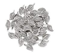 PandaHall 100pcs Tibetan Style Alloy Leaf Charms Pendants Antique Silver Mini Tree Leaves Metal Charms Spacer Beads for Earring Bracelet Jewelry Making, Hole: 1.5mm