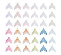 PandaHall 100pcs Transparent Glass Mermaid Fishtail Charms Pendant Spray Painted Two Tone Crystal Glass Sea Animal Dangle Pendants for Necklace Bracelet Jewelry Making, Random Mixed Colors