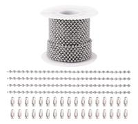 PandaHall 10m 304 Stainless Steel Ball Chains Blind Chain Ball Bead Chain with 50pcs 2.4mm Matching Connector Clasps for Jewelry Making Necklace Bracelet Tags Chain