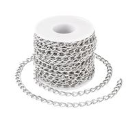 PandaHall 10m Aluminium Curb Chains Platinum Unwelded Twisted Cross Link Chain Extension Chains with Spool for Punk Bracelet Necklace Jewelry Making