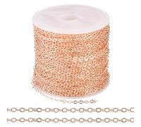 PandaHall 10m Flat Link Chain Soldered Twisted Cross Necklace Chain Brass Coated Iron Oval Link Extender Chain for Men Women DIY Necklace Jewelry Making,Rose Gold