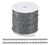 PandaHall 10m Oval Link Chain Soldered Flat Twisted Cross Necklace Chain Brass Coated Iron Extender Chains Bulk for Men Women DIY Bracelet Jewelry Making,Gunmetal