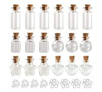 PandaHall 10pcs 6ml Clear Glass Wishing Bottles Star Heart Cuboid Round Glass Bottles Jars with Jump Rings & Screw Eye Pins for Wedding Party Bead Containers Crafts