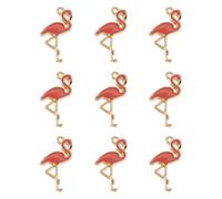 PandaHall 10pcs Alloy Flamingo Enamel Pendants 26x14x2.5mm Light Gold Metal Enamel Dangle Charms for DIY Jewelry Making, PaleVioletRed