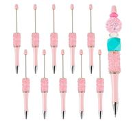 pandahall 10pcs Crystal Beadable Pens Bulk Plastic Ballpoint Pens Bling Diamond Rhinestone Shaft Beaded Pen for Teacher School Office Craft Supplies,Hot Pink