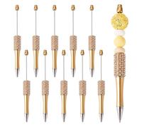 PandaHall 10pcs Diamond Beadable Pens Bling Rhinestone Ballpoint Pens Crystal Pearl Beaded Pens for DIY Pen Decorations School Office Craft Supplies,Moccasin