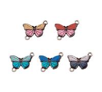 PandaHall 10pcs Enamel Butterfly Link Charms Printed Insect Links Connectors Pendant 14.5x20.5x2mm with Platinum Loop for Earrings Bracelets Necklace Jewelry Making, Random Mixed Colors