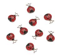 PandaHall 10pcs Enamel Ladybug Charms Red Black Cute Beetle Pendants Platinum Plated Insect Metal Dangle Pendants with 2mm Hole for Earrings Bracelet Necklace Jewelry Making