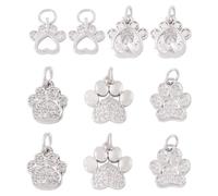 Pandahall 10Pcs Paw Print Cubic Zirconia Charms Dog Paw Print Diamond Rhinestone Pendants Cute Animal Footprint Dangle Charms with Jump Ring for DIY Jewelry Making Earring Necklace Bracelet Craft