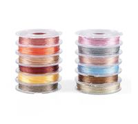 PandaHall 12 Rolls 0.3mm Metallic Cord Machine Embroidery Thread 3-Ply Beading String Sewing Thread for Tatting Quilting Friendship Bracelet Jewelry Making