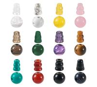 PandaHall 12 Sets 3-Hole Guru Beads Set Buddha Mala Prayer Beads 8mm Round Gemstone Loose Beads Stone Bead Cone for Yoga Bracelet Rosary Necklace Jewelry Making