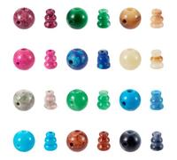PandaHall 12 Sets Gemstone Buddhist Beads 3-Hole Guru Beads Set 10mm Round Stone Bead Buddha Mala Bead Cone for Yoga Bracelet Prayer Rosary Necklace Jewelry Making