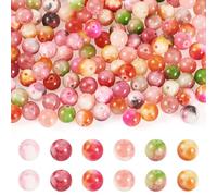 PandaHall 120pcs Natural Jade Gemstone Beads 8mm Round Gem Loose Crystal Stone Pink Beads for Jewelry Making DIY Bracelet Necklace Earring Crafts