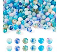 PandaHall 120pcs Natural Persian Jade Gemstone Beads 8mm Round Gem Loose Crystal Stone Blue Beads for Jewelry Making DIY Bracelet Necklace Earring Crafts