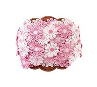Pandahall 15 Yards Daisy Sunflower Decorating Lace Trim 1 Inch Wide Pearl Pink Floral Embroidered Trim Ribbons for Applique Headband Sewing and Craft Projects Wedding Party Decor