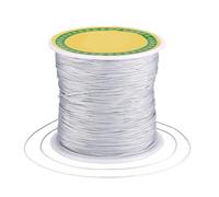 PandaHall 150 Yards 0.5mm Braided Nylon Thread Silky Chinese Knotting Cord Shamballa Macrame Thread Cord Beading String for Kumihimo Macramé Friendship Bracelets Making, Light Grey