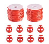 PandaHall 15m Hollow Pipe Rubber Cord with Plastic Cord Locks 2mm 3mm Stitch Holder Tube Cords Red Knitting Barber Cords for Jewelry Making DIY Crafts
