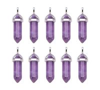 PandaHall 15pcs Natural Amethyst Pointed Charms Pendants Bullet Shape Crystal Stone Pendants for DIY Necklace Jewelry Making