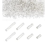 PandaHall 1600Pcs 4 Sizes Glass Bugle Beads, Silver Long Tube Seed Bead 5/6/9/12x2mm Loose Spacer Bead with 0.5mm Round Hole for Earring Bracelet Neckalce Jewellery DIY Craft Making Dress Decor