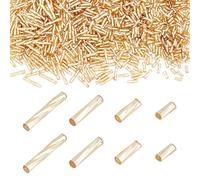 PandaHall 1600pcs 4 Sizes Twisted Bugle Beads, Golden Glass Seed Beads 5/6/9/12mm Spacer Beads Tube Beads for Earring Bracelet Neckalce Jewellery Making DIY Crafts Dress Decor Hole: 0.5mm