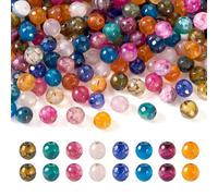 PandaHall 160pcs Natural Agate Beads 6mm Faceted Round Gemstone Loose Beads Spacer for DIY Bracelet Necklace Earring Jewelry Making