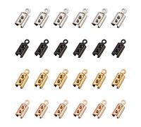 PandaHall 160pcs Stainless Steel Fold Over Crimp Cord Ends 2 Sizes 4 Colors Leather Ribbon Ending Clasp Terminators Crimp End Tips for Bracelet Necklace Jewelry Making