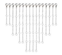 PandaHall 16pcs 304 Stainless Steel Necklace Extenders End Chains with Lobster Claw Clasps Chain Extenders for Necklace Bracelet Jewelry Making