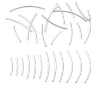 Pandahall 16Pcs 925 Sterling Silver Tube Beads 4 Sizes Curved Noodle Spacer Beads Long Metal Loose Bead for DIY Necklace Bracelet Jewelry Making (15/20/25/30mm)