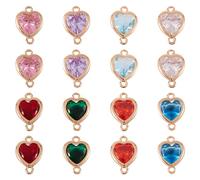 PandaHall 16pcs Crystal Heart Charms Rhinestone Heart Pendants Faceted Glass Link Connector Charms for DIY Crafts Necklace Bracelet Jewelry Making