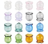 PandaHall 16pcs Glass Flower Beads Jellyfish Beads Fishing Bead Trumpet Floral Wind Bell Spacer End Caps for DIY Wind Chimes Earrings Jewelry Making