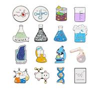 PandaHall 16pcs Science Theme Enamel Pin Badges Set, 16 Styles, Multicolour, Unisex, Brooch Pin Accessories