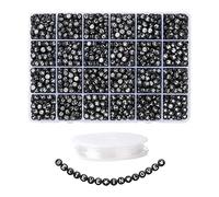 PandaHall 1920pcs Black Acrylic Letter Beads 7mm Flat Round with White Alphabet A-Z Spacer Loose Beads for Jewelry Making Friendship Name Bracelet