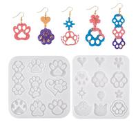 PandaHall 2 pcs Paw Print Theme UV Resin Moulds Cat Dog Feet Silicone Resin Mold Heart Silicone Jewellery Making Casting Molds for Epoxy DIY Making Crafts