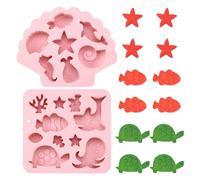 PandaHall 2 pcs Turtle Chocolate Making Mould Sea Animals Fondant Cake Molds Fish UV Resin Baking Molds for Cake Candy Decoration Jewelry Making