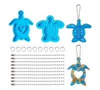 PandaHall 2 pcs Turtle Epoxy Resin Molds Sea Turtle Animal Silicone Pendant Molds with Iron Ball Chains Jump Rings for DIY Keychain Pendant Crafts Jewelry Making